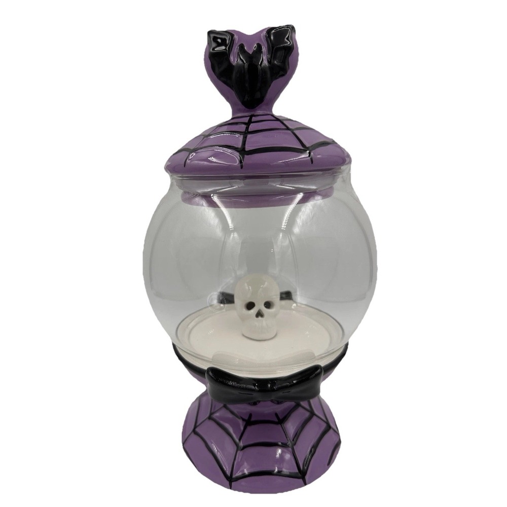 Cobwebs & Cauldrons Candy Jar Bats and Spiderwebs Light Up Halloween Display